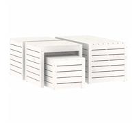(white) vidaXL Garden Box Set Storage Table and Boxes Deck Box 4 Piece Solid Wood Pine