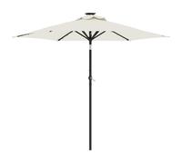 (white) vidaXL Garden Parasol with LEDs and Steel Pole Sun Shade Outdoor Umbrella