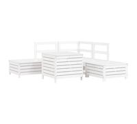 (white) vidaXL Garden Sofa Set 6 Piece Outdoor Sofa Corner Sofa White Solid Wood Pine
