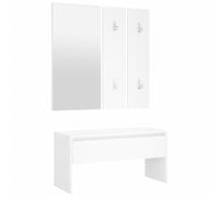 (White) vidaXL Hallway Furniture Set Living Room Bench and Coat Rack Engineered Wood
