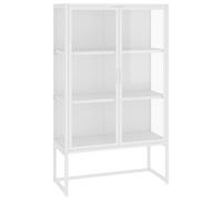 (white) vidaXL Highboard Black Steel and Tempered Glass Living Room High Side Cabinet