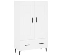 (white) vidaXL Highboard Sideboard Storage Cabinet High Gloss White Engineered Wood
