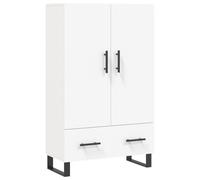Highboard White 69.5x31x115 cm Engineered Wood with Metal Legs Modern CompactBox