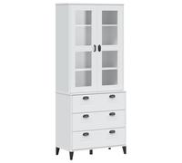 (white) vidaXL Highboard Sideboard Storage Cupboard Tall Side Cabinet Solid Wood Pine