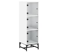 Highboard white engineered wood glass steel 35x37x120 cm slim cabinet modern eco