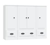 (white) vidaXL Highboards Storage Cabinet Side Cabinets Cupboard 3 pcs Engineered Wood