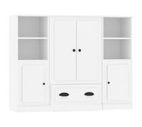 (white) vidaXL Highboards Storage Cabinet Side Cabinets Cupboard 3 pcs Engineered Wood