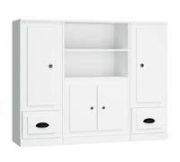 vidaXL Highboards 3 Pcs White Engineered Wood, White