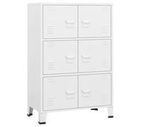 vidaXL Industrial Storage Chest Living Room Office Sideboard Cabinet Storage Container Trunk Box Side Cabinet with Door White 75x40x115 cm Metal