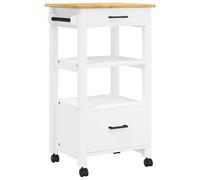 (white) vidaXL Kitchen Trolley Rolling Cart Storage Cart Trolley MONZA Solid Wood Pine