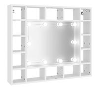 (White) vidaXL Mirror Cabinet with LED Cosmetic Mirror Cabinet Bedroom Storage Cabinet
