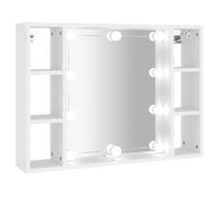 (White) vidaXL Mirror Cabinet with LED Washroom Storage Cabinet Bathroom Vanity Unit