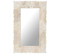 (white) vidaXL Mirror Hanging Wall-Mounted Mirror Hall Makeup Mirror Solid Mango Wood