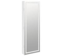 vidaXL Wall Mounted Mirror Jewellery Cabinet - LED Lights - Engineered Wood - Lockable and Protective - Space-Saving Design