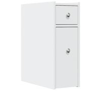 (white) vidaXL Narrow Bathroom Cupboard with Wheels Cabinet Engineered Wood