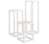 vidaXL 3 Piece Plant Stand Set White Solid Wood Pine