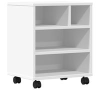 vidaXL White Printer Stand with Wheels - Versatile Office Cart, Engineered Wood, Mobile Storage Unit for Printer/Fax, 41x32x48 cm