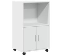 (white) vidaXL Rolling Cabinet Office Storage Cabinet Engineered Wood