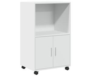 (white) vidaXL RollingÂ Cabinet Office Storage Cabinet Engineered Wood