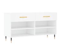 vidaXL Shoe Bench White 102x35x55 cm Engineered Wood 07 UK HOT