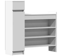 Shoe Cabinet White Engineered Wood 100.5x28x100 cm 4 Shelves Drawer MaxLoad117kg