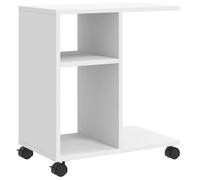 (White) vidaXL Side Table with Wheels Hallway End Table Coffee Table Engineered Wood