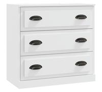 vidaXL 3 Drawer White Sideboard - Size: 67.5 x 70 x 35.5cm - Wilko
