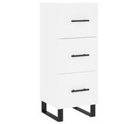 Sideboard White Engineered Wood with Metal Legs 34.5x34x90 cm, Modern 3 Drawers