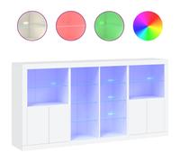 (white) vidaXL Sideboard with LED Lights Home Cupboard Side Cabinet Storage Highboard