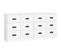 (white) vidaXL Sideboards Storage Cabinet Cupboard Highboard 2 pcs Engineered Wood