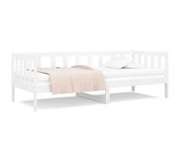 (white) vidaXL Solid Pinewood Pull-out Day Bed Wooden Sleepover Sofa Bed Multi Colours