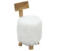 (white) vidaXL Solid Teak Wood Stool Brown Wooden Stool Real Leather Chair White/Brown