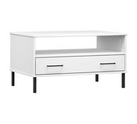 (white) vidaXL Solid Wood Coffee Table with Metal Legs OSLO Couch Table Multi Colours