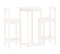(White) vidaXL Solid Wood Pine Bar Set 3 Piece Wooden Bistro Bar Stool Multi Colours