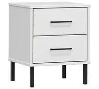 (white) vidaXL Solid Wood Pine Bedside Cabinet with Metal Legs OSLO Multi Colours
