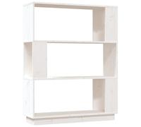 vidaXL 3 Shelf White Solid Pine Wood Bookcase - Size: 101 x 80 x 25cm - Wilko