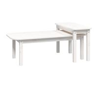 (white) vidaXL Solid Wood Pine Coffee Table Set 2 Piece Side End Table Multi Colours