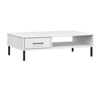 Vidaxl Coffee Table With Metal Legs White Solid Wood Pine Oslo