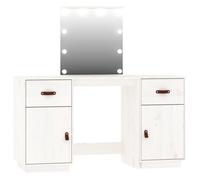Vidaxl Dressing Table Set With Led White Solid Wood Pine
