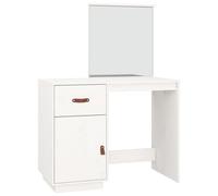 (White) vidaXL Solid Wood Pine Dressing Table Wooden Desk Cosmetic Table Multi Colours