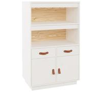 (White) vidaXL Solid Wood Pine Highboard Wooden Buffet Cabinet Cupboard Multi Colours