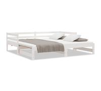 Day Bed Pull-Out Solid Pinewood White 193.5x181x56.5 cm Sofa Bed 2x90x190cm UK [EEK: A]