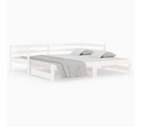 (White) vidaXL Solid Wood Pine Pull-out Day Bed Guest Sofa Bed Furniture Multi Colours