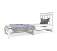 (White) vidaXL Solid Wood Pine Pull-out Day Bed Wooden Bedroom Furniture Multi Colours
