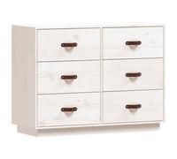 (White) vidaXL Solid Wood Pine Sideboard Home Organiser Indoor Cupboard Multi Colours