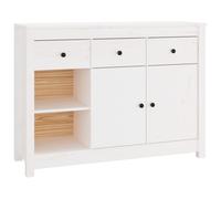 (White) vidaXL Solid Wood Pine Sideboard Wooden Highboard Home Organiser Multi Colours