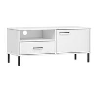 (white) vidaXL Solid Wood Pine TV Cabinet with Metal Legs OSLO Furniture Multi Colours