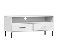 (white) vidaXL Solid Wood Pine TV Cabinet with Metal Legs OSLO Furniture Multi Colours