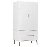 (white) vidaXL Solid Wood Pine Wardrobe MOLDE Closet Armoire Highboard Multi Colours