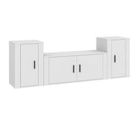 3 Piece TV Cabinet Set White Engineered Wood